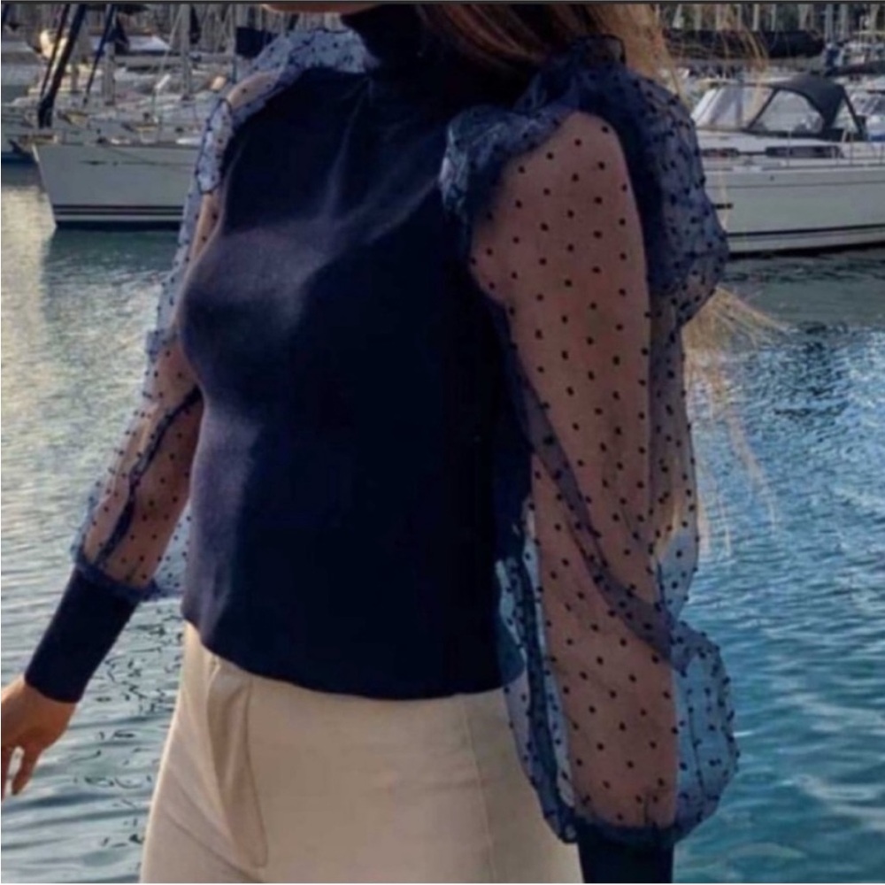 NWT Zara Organza sleeve sweater - Size Large - Picture 5 of 5